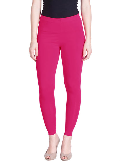 Lyra Women's Ankle Length Leggings L-143(ROSE PINK)