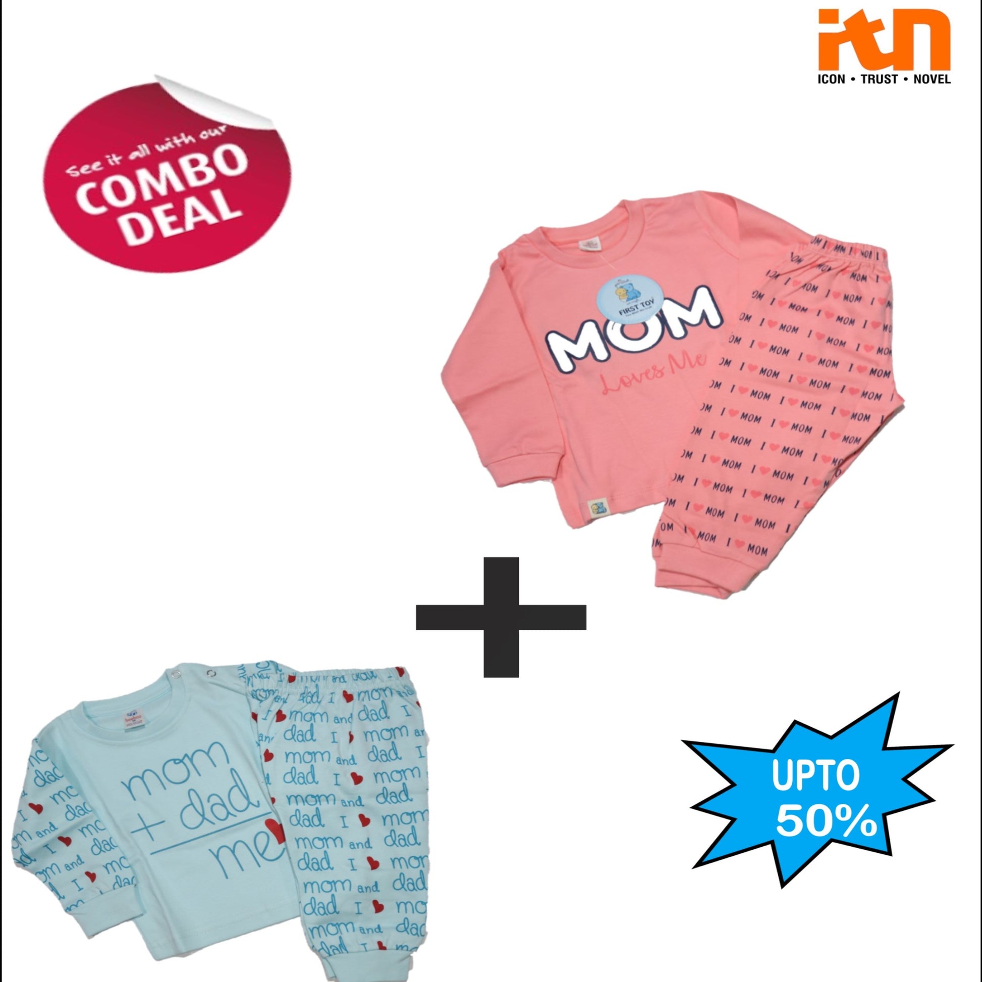 COMBO DEAL Beeboo Printed Cotton Baby Clothing First Toy Full Sleeves T Shirt and Lounge Pant