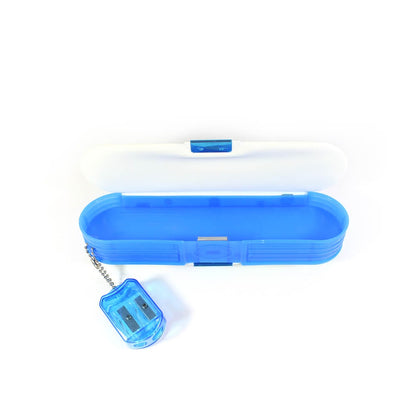 pencil box with 2 compartments and sharpner