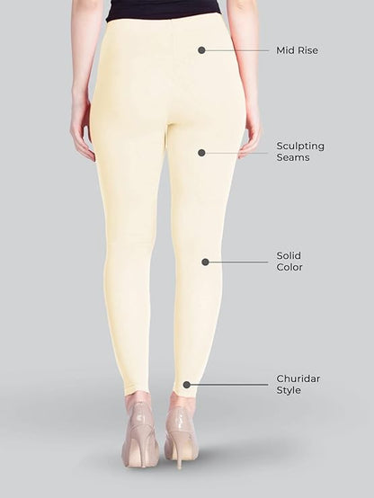 Lyra  Women's   Ankle Length  Leggings L-123 (BUTTER)