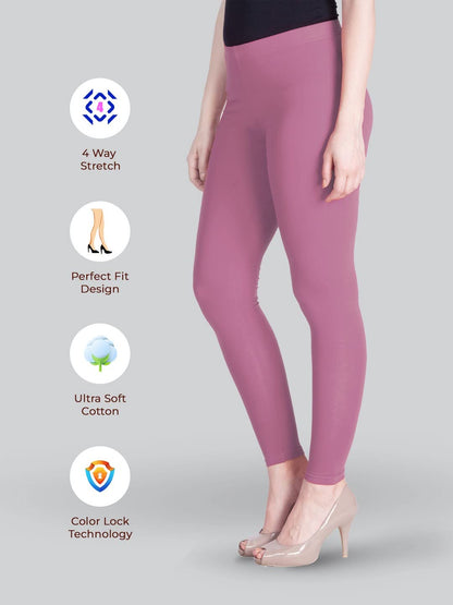 Lyra Women's  Ankle Length Leggings L-158 (ROSY)