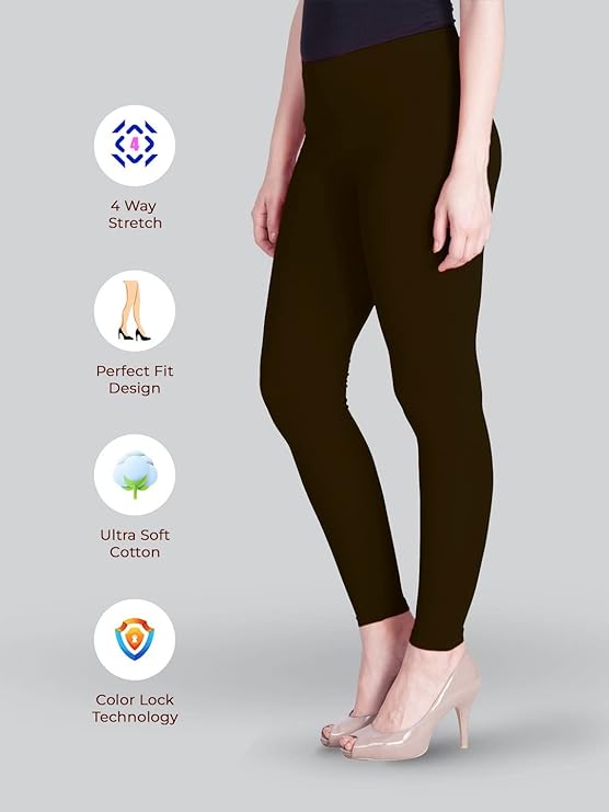 Lyra Women's Ankle  Length Leggings L-151 (COFFEE BROWN)