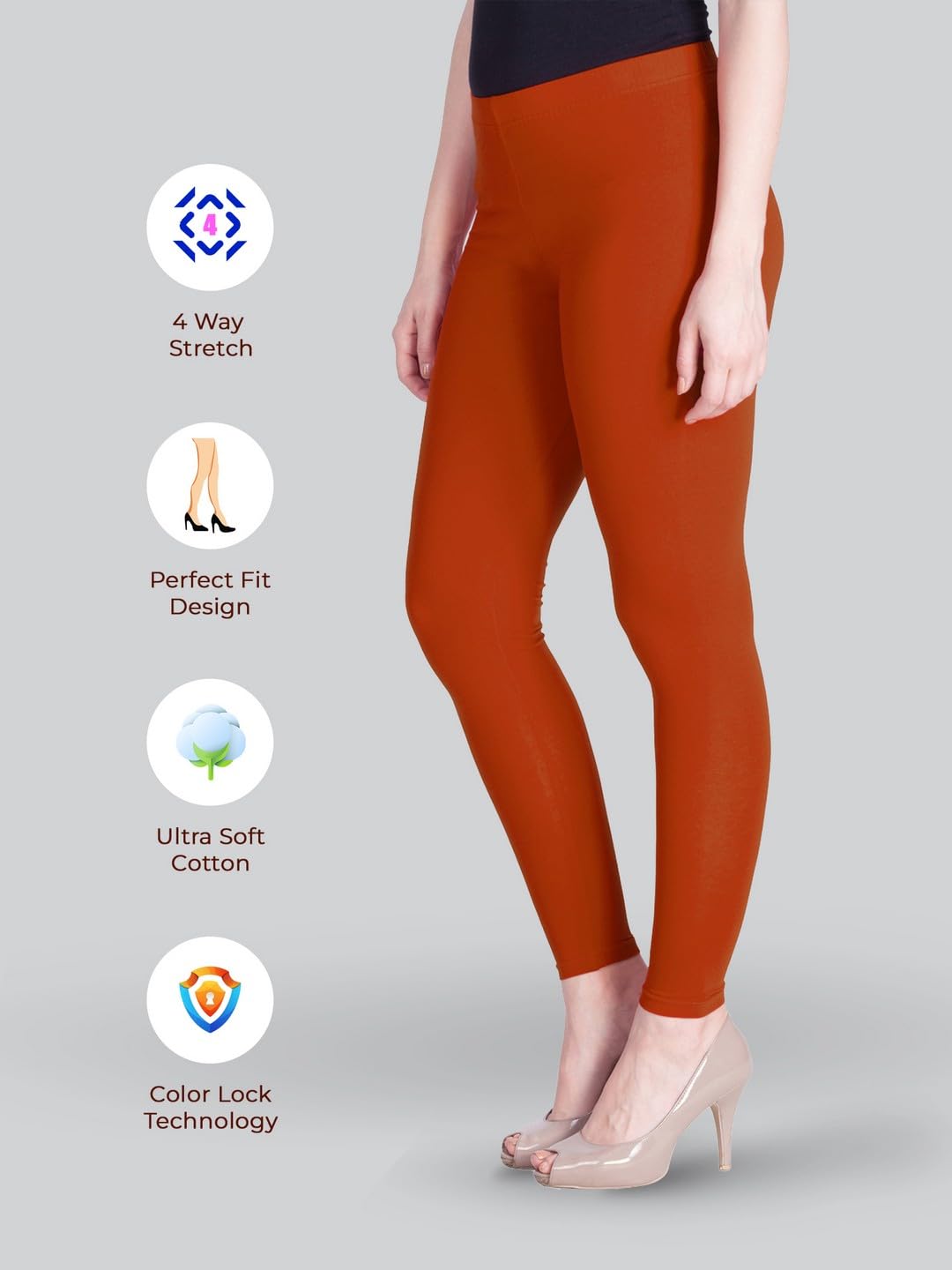 Lyra Women's  Ankle Length Leggings L-50 (RUST)