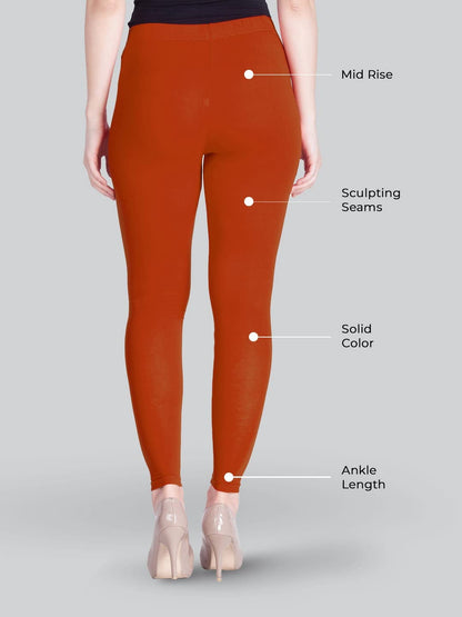 Lyra Women's  Ankle Length Leggings L-50 (RUST)