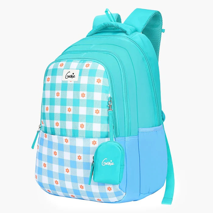 GENIE GRACE Backpack, Compartment;: 3 ,Polyester Fabric,Kids School Backpack, 5TH TO 10TH CLASSES School Bags