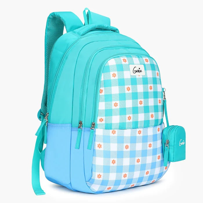 GENIE GRACE Backpack, Compartment;: 3 ,Polyester Fabric,Kids School Backpack, 5TH TO 10TH CLASSES School Bags