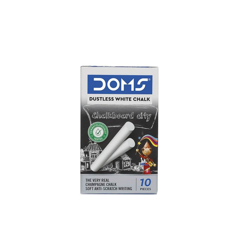 (ITN) Doms Dustless White Chalk Box Pack of 1 SKU3486