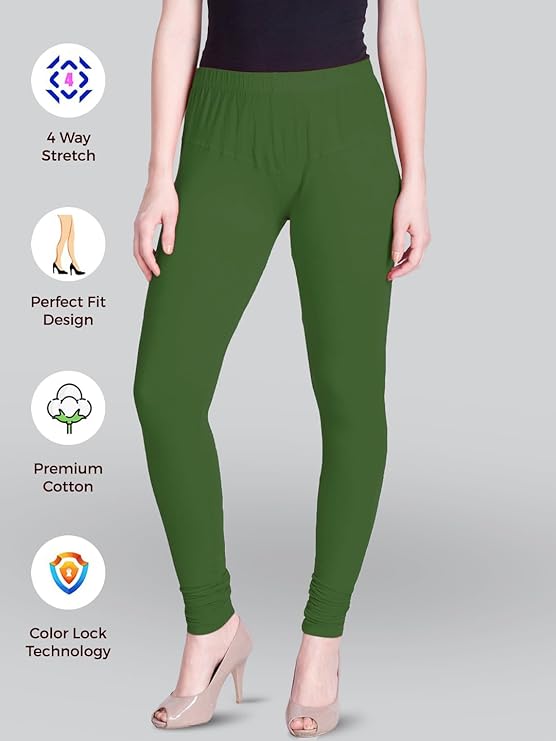 Lyra Women's  Churidar  Leggings L-109 (SPRING GREEN)