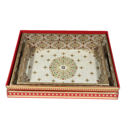 DIVIN 1103 Rectangle Wooden Tray for Wedding  Pooja and Gifting Cosmetic Holder