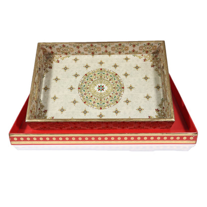 Red color Rectangle Wooden Tray 