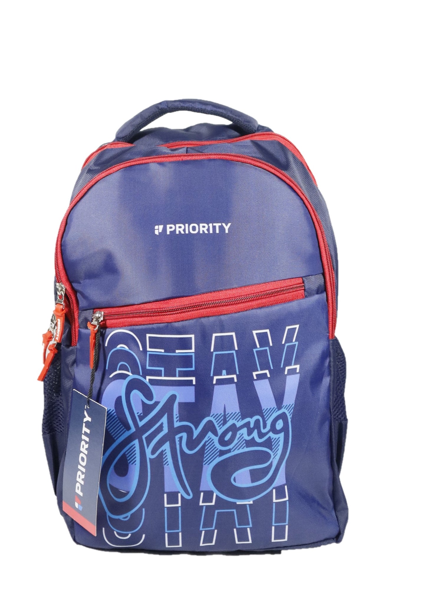 Priority school bag with stay strong pattern