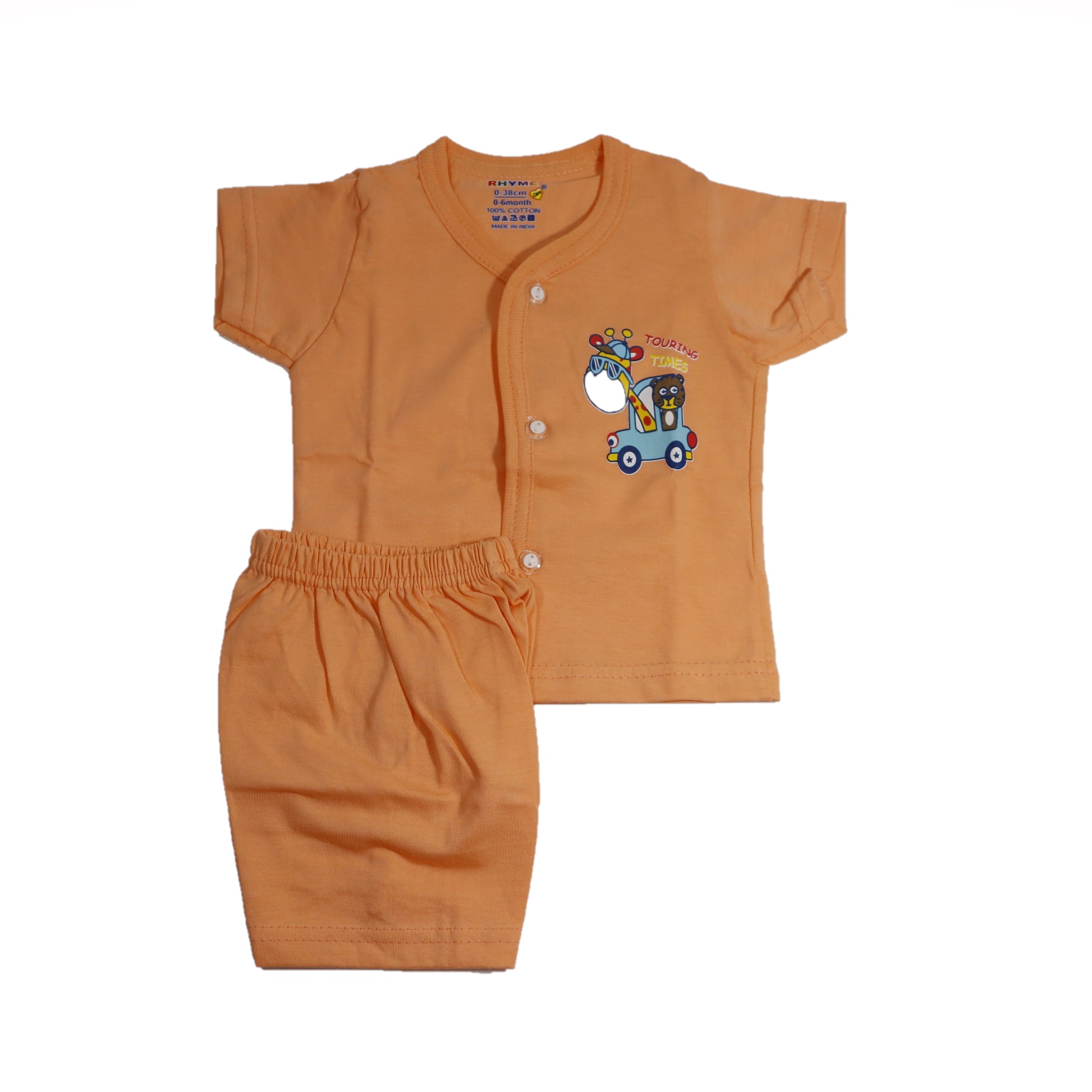 Orange color half sleeves and short for babbies