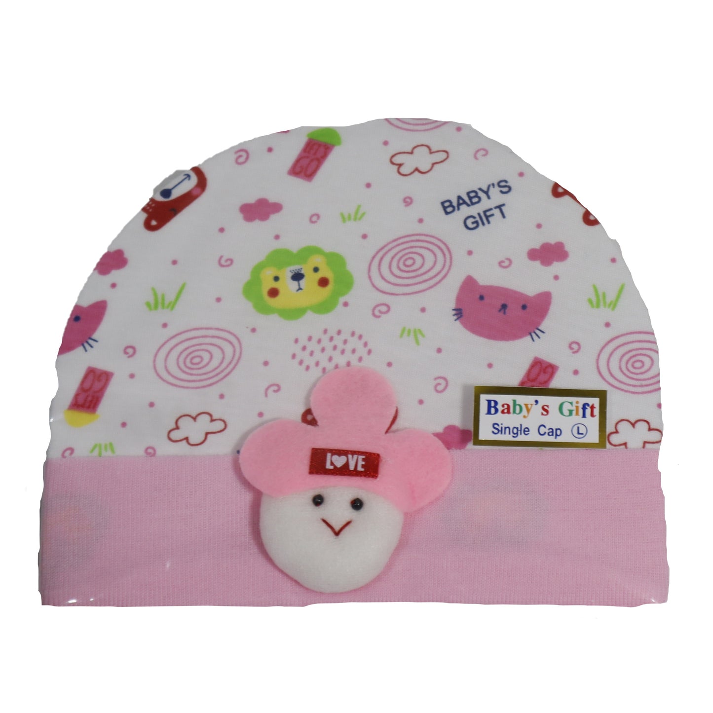 pink color baby cap for new born baby