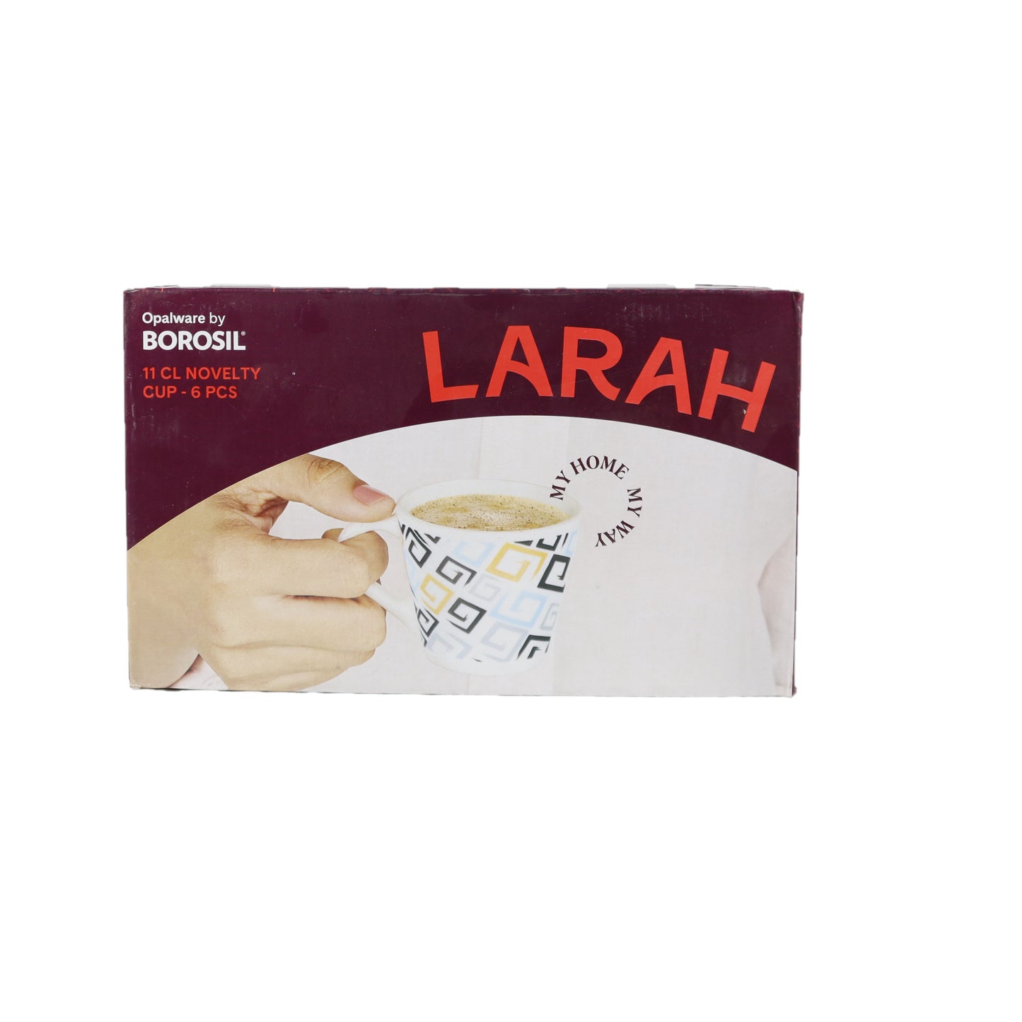 (ITN)Larah by Borosil Crysta  Set of 6 Tea/Coffee Mugs, 210 ml  SKU542111