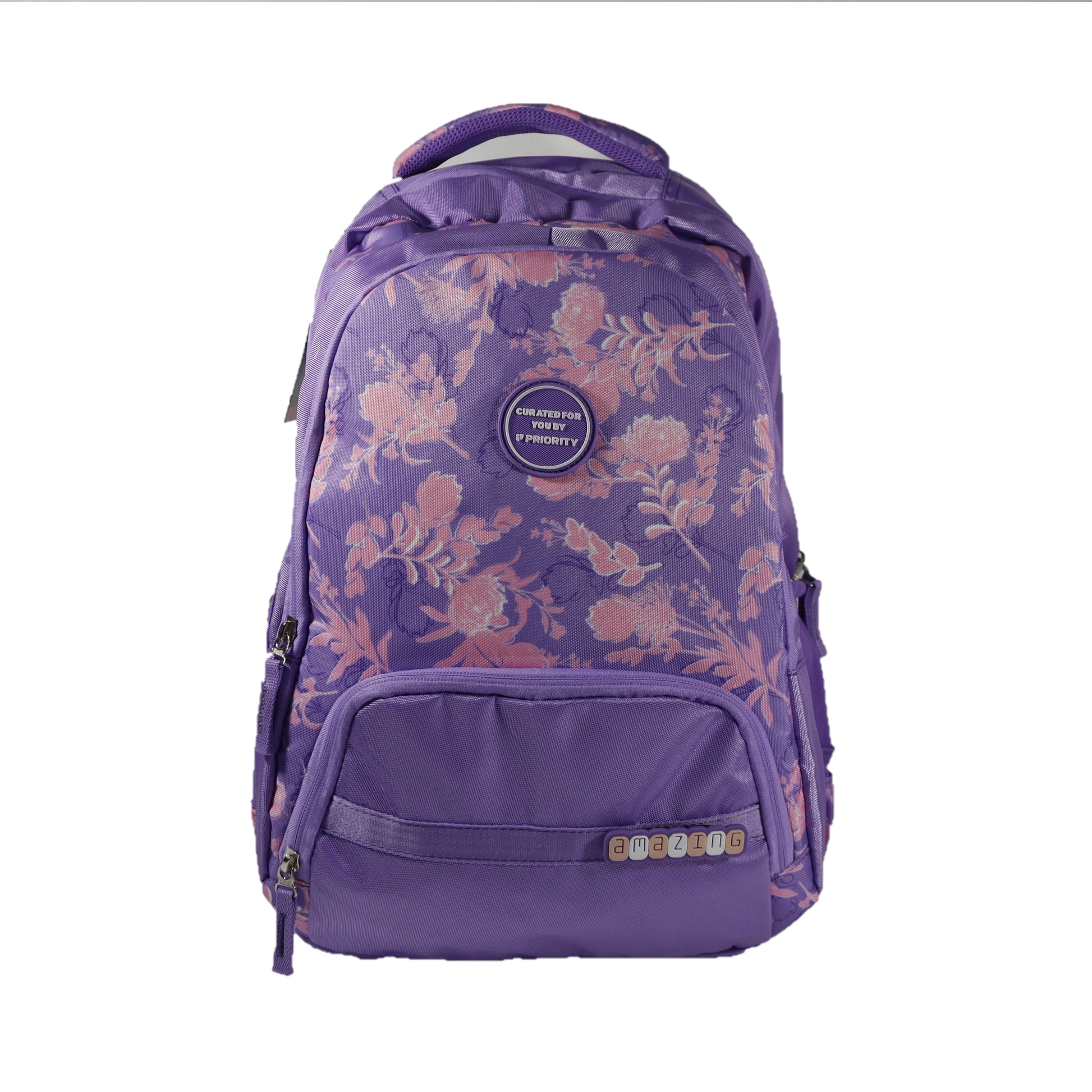 Priority Backpack, 100 % Fine Polyester Fabric, Purple ,Number of Compartment : 3