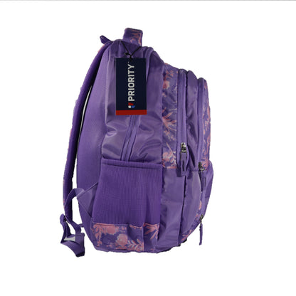 Priority Backpack, 100 % Fine Polyester Fabric, Purple ,Number of Compartment : 3