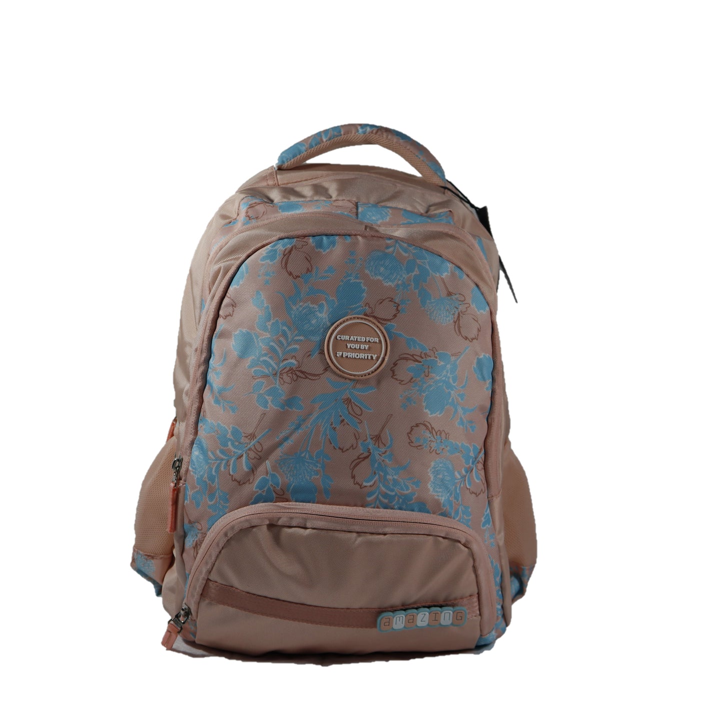 Priority Backpack, 100 % Fine Polyester Fabric, Peach ,Number of Compartment : 3