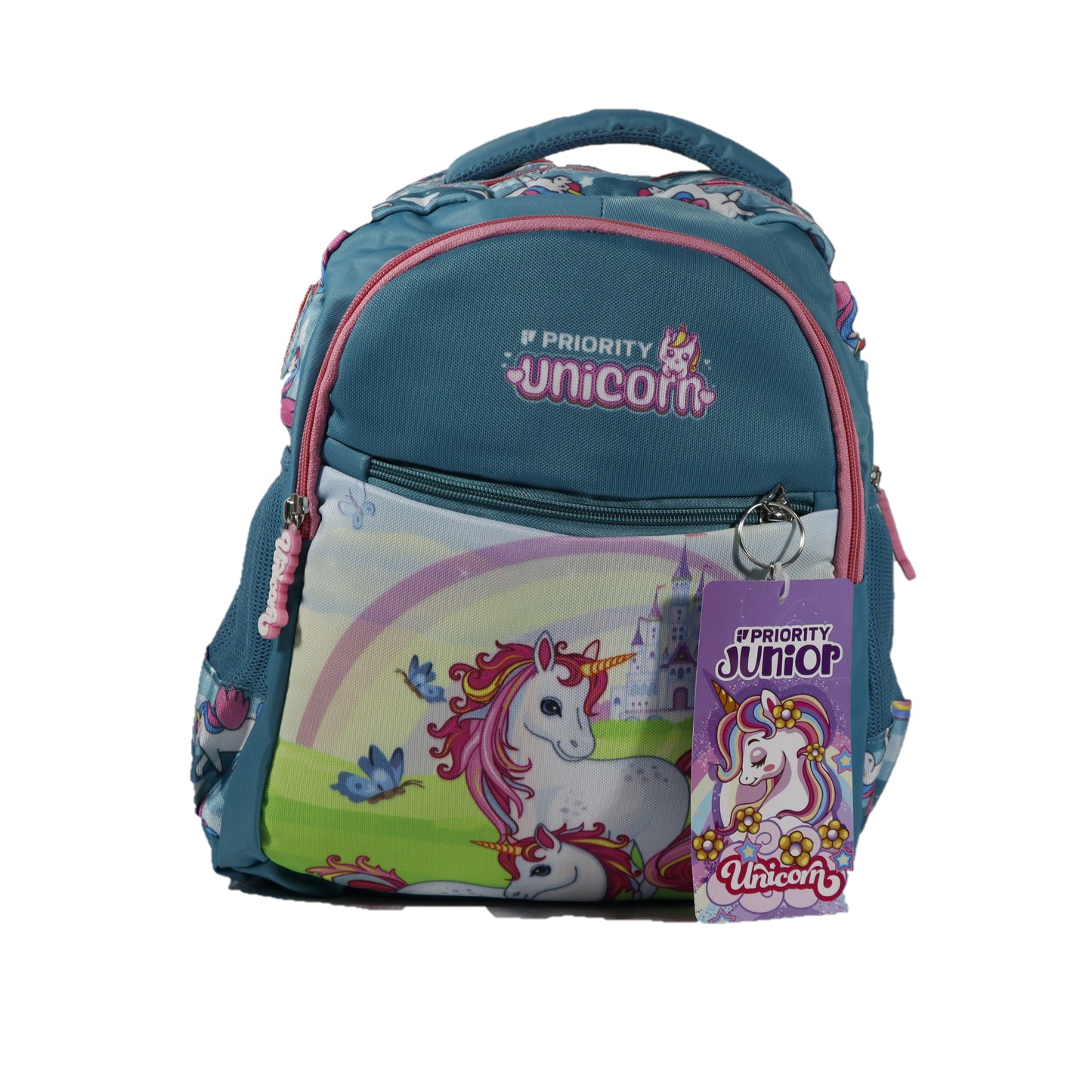 Priority Unicorn Pixel Series School Bag  Nursery to LKG, UKG (Teal) 