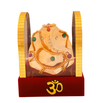 (ITN) Ganpati with Golden base and Gift item SKU7701