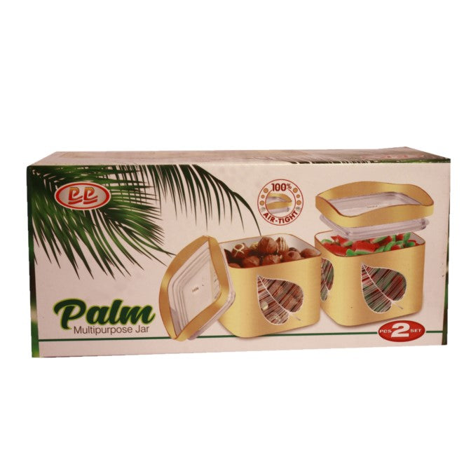 (ITN) Palm Multipurpose Jars Set of 2pcs SKU6544