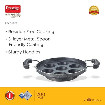 Prestige Omega Select Plus Non Stick Paniyarakkal Its residue free coating and metal spoon friendly design makes cooking and clean up a breeze