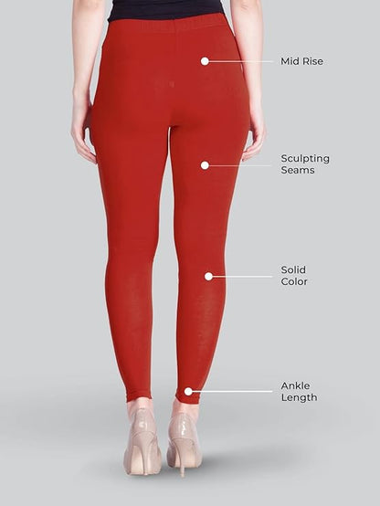 Lyra Women's  Ankle Length Leggings L-168 (CHILLI RED)