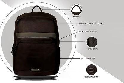 RADG BAG Rock Black Unisex Nylon Polyester Backpack | Spacious Multi-Compartment Bag | Lightweight | Ideal for professionals | Durable Backpack (Black)