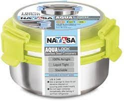 NAYASA round steel box with airtight lid