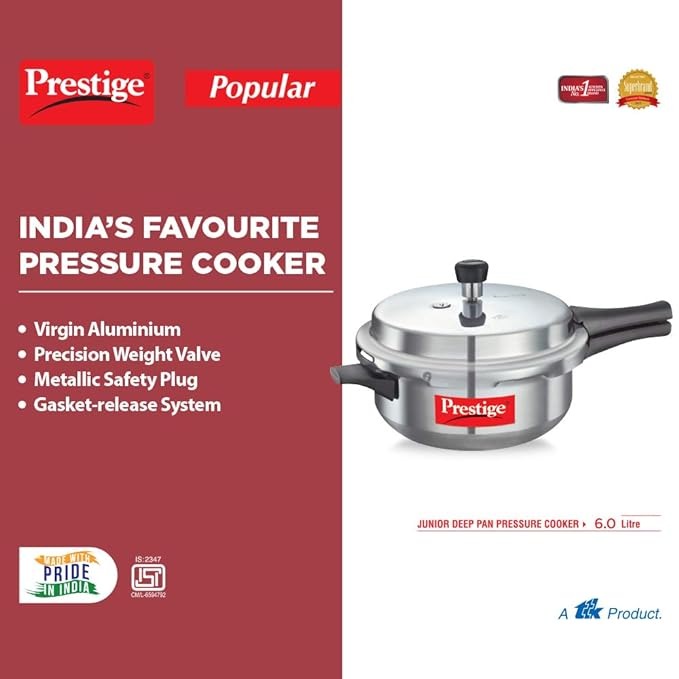  the Prestige Popular Virgin Aluminium Senior Deep Pan Outer Lid Pressure Cooker This 6L capacity 