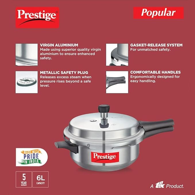  the Prestige Popular Virgin Aluminium Senior Deep Pan Outer Lid Pressure Cooker This 6L capacity 