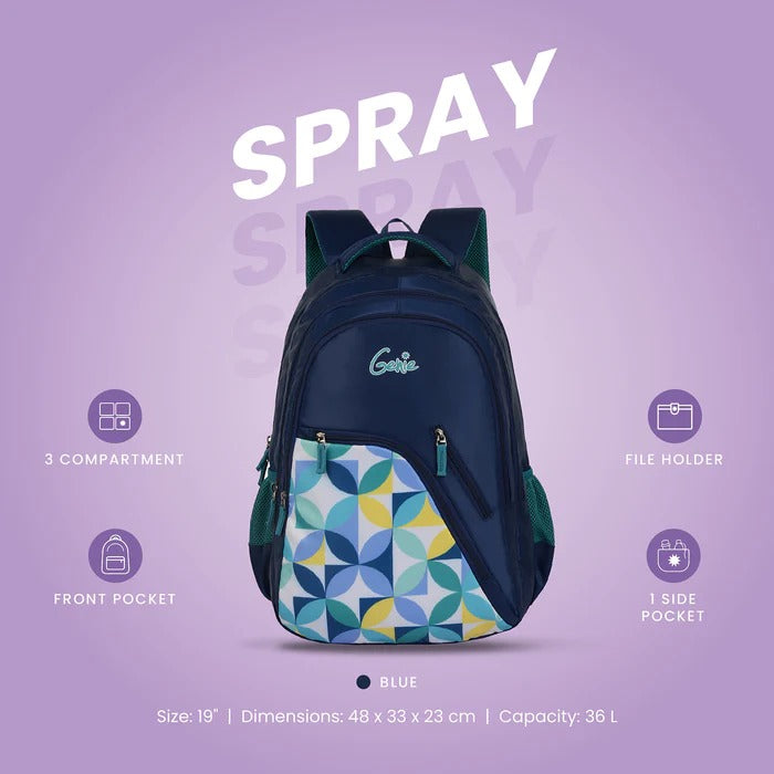 Genie SPRAY 19 Blue  Waterproof School Bag.