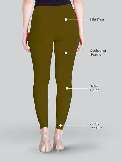 Lyra Women's  Ankle Length Leggings L-39 (CHATHI GREEN)