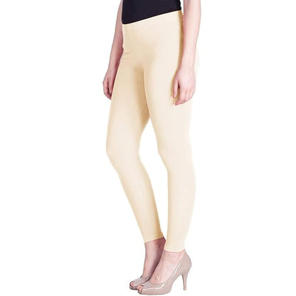 Lyra Women's  Ankle Length Leggings L- 77(CREAM)