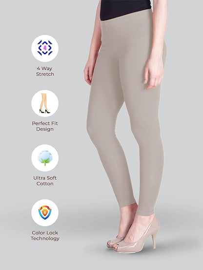 Lyra Women's Ankle  Length Leggings L-136 (CLAY)