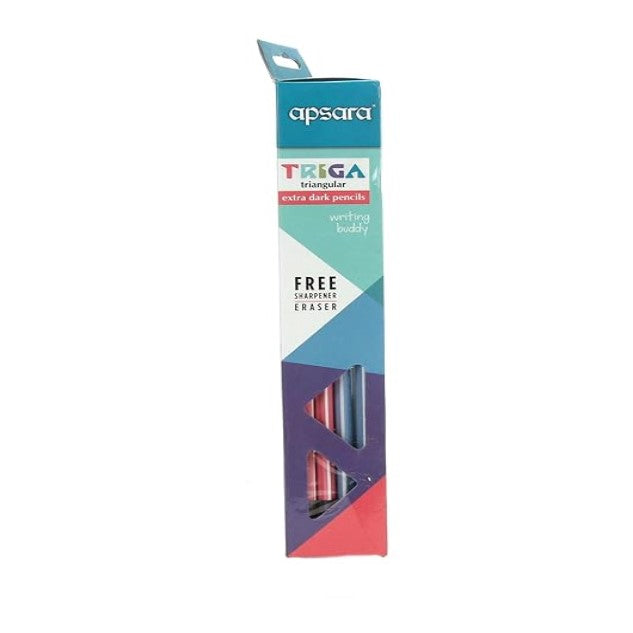 (ITN) Apsara Triga Triangular Extra Dark Pencils (100 Pencils) With A Free Sharpener&Eraser,Black Sku0103