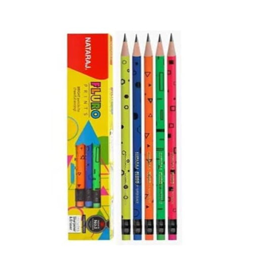 (ITN) Nataraj Fluro Prints RT Pencils Set Of 10 packs Sku2011