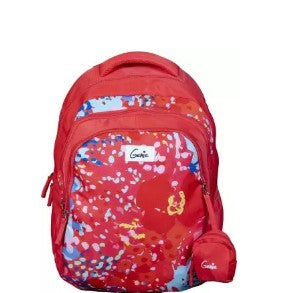 GENIE GRACE Backpack,Polyester Fabric  Side Bottle Holder :: 2,red , printed, stylish , school bag 5th to 10th class 