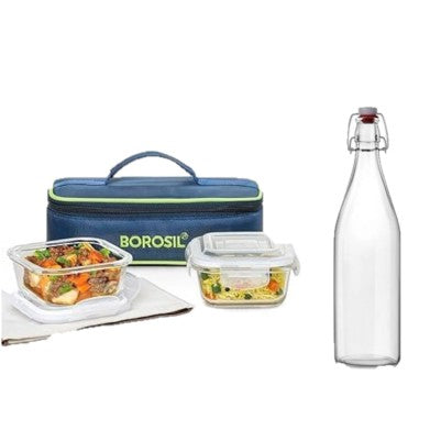 Borosil Microvable Glass Lunch Box