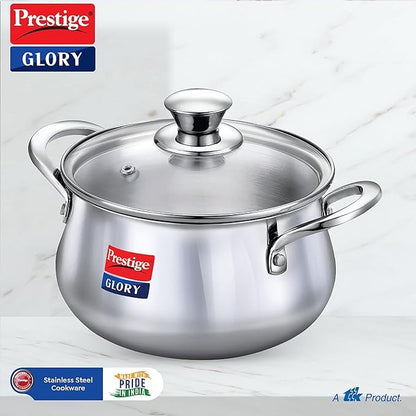 Prestige Glory Stainless Steel Handi Its unique triply bottom ensures even heat distribution