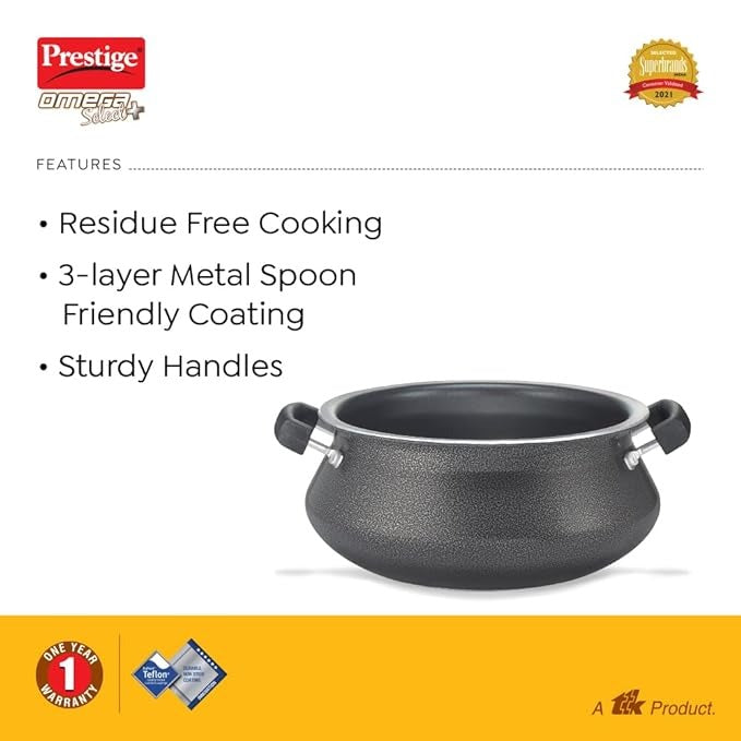 Prestige Omega Select Plus Mini Handi is a versatile and durable cooking vessel that comes with a stainless steel lid Made from high grade aluminium