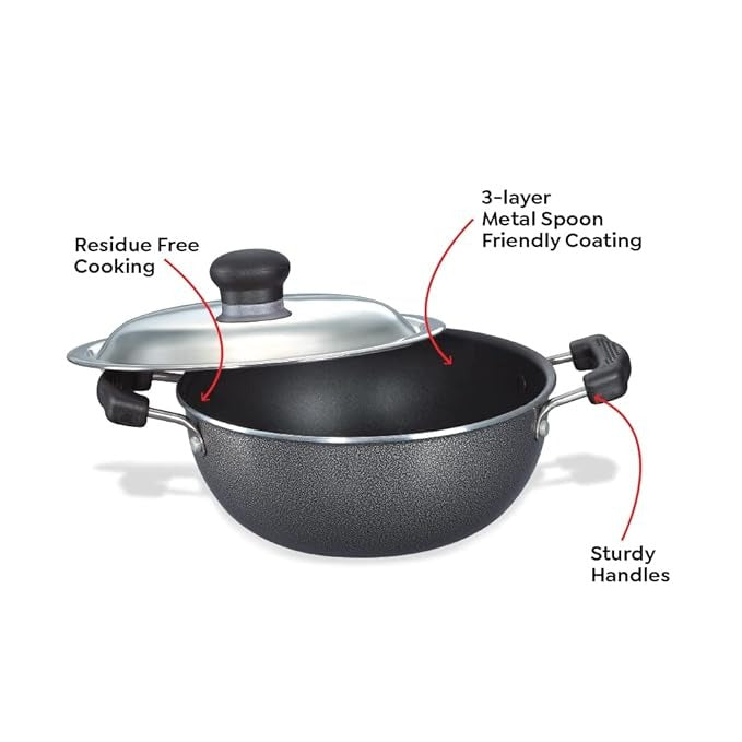 Prestige Omega Select Plus 20Cm 2.2L Non Stick Kadai With its PFOA free Teflon non stick coating and scratch resistant surface