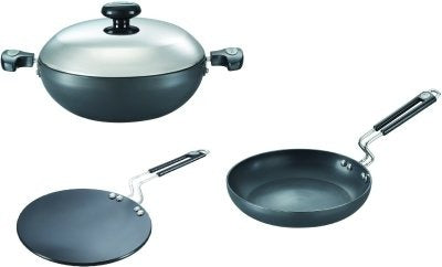 Prestige 35044 Build Your Kitchen Stainless Steel Kadhai Set Made with high quality stainless steel and a sleek black finish this set of 3 kadhais