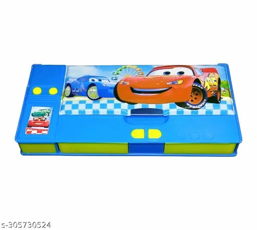 Blue car pattern pencil box