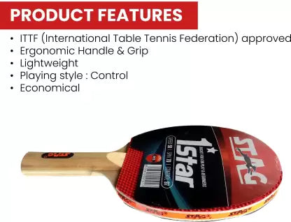 STAG 1 Star Red, Black Table Tennis Racket