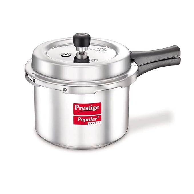 The Prestige Popular Plus Svachh Virgin Aluminium Gas and Induction Compatible Outer Lid Pressure Cooker is a versatile kitchen essential