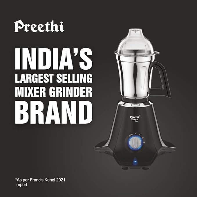 Take your kitchen game to the next level with the Preethi Taurus Plus Mixer Grinder