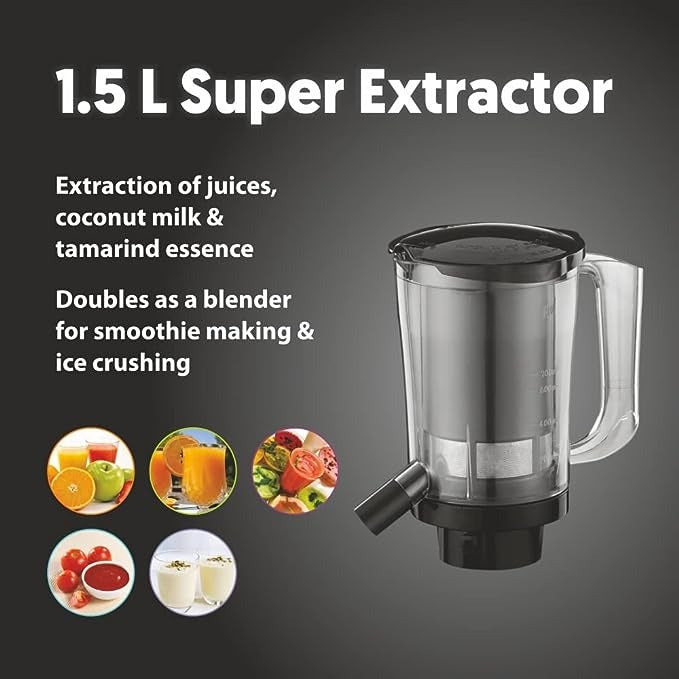 his versatile appliance boasts a Super Extractor Juicer Jar