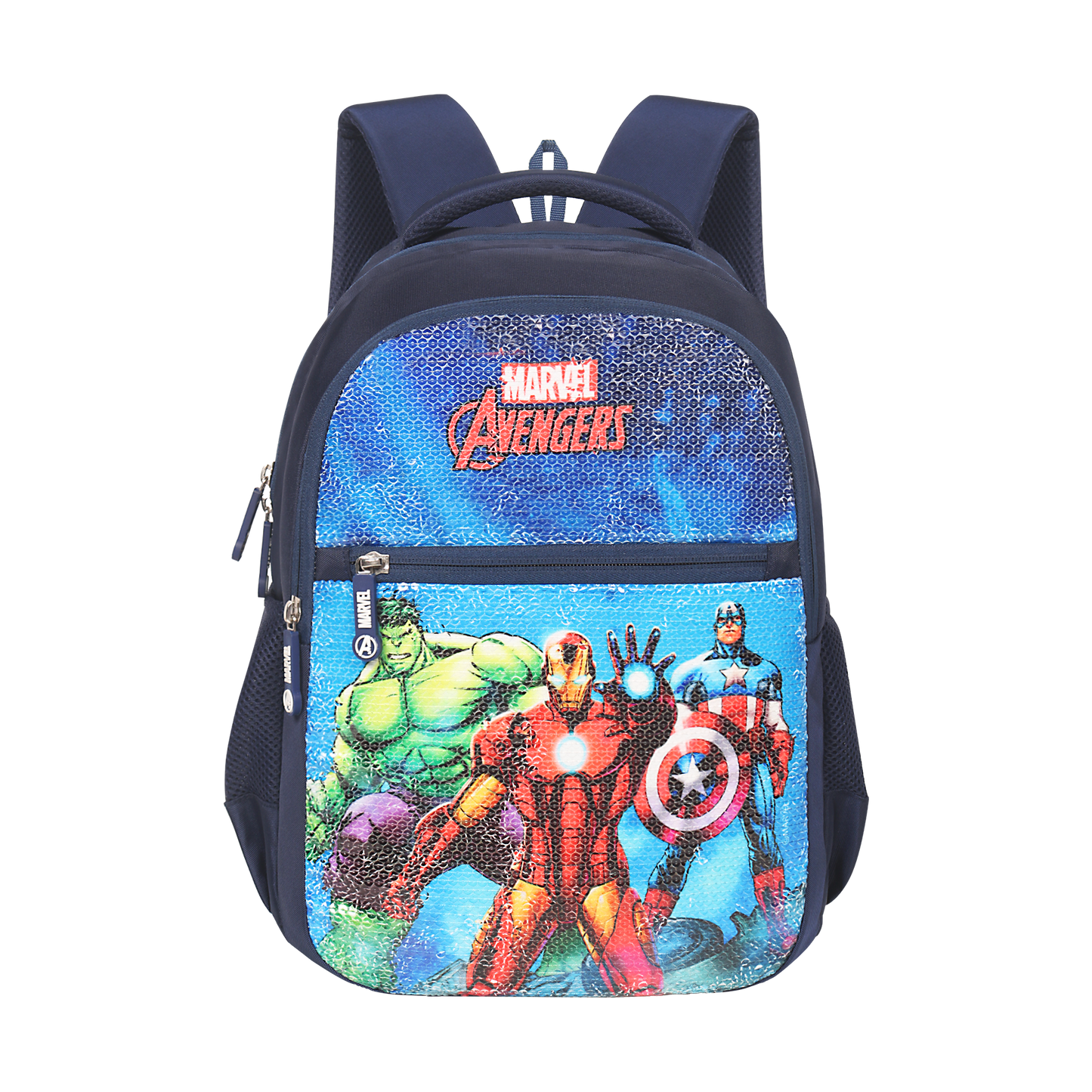 Marvel priority School Backpack, avngers, shinning , Navy blue ,