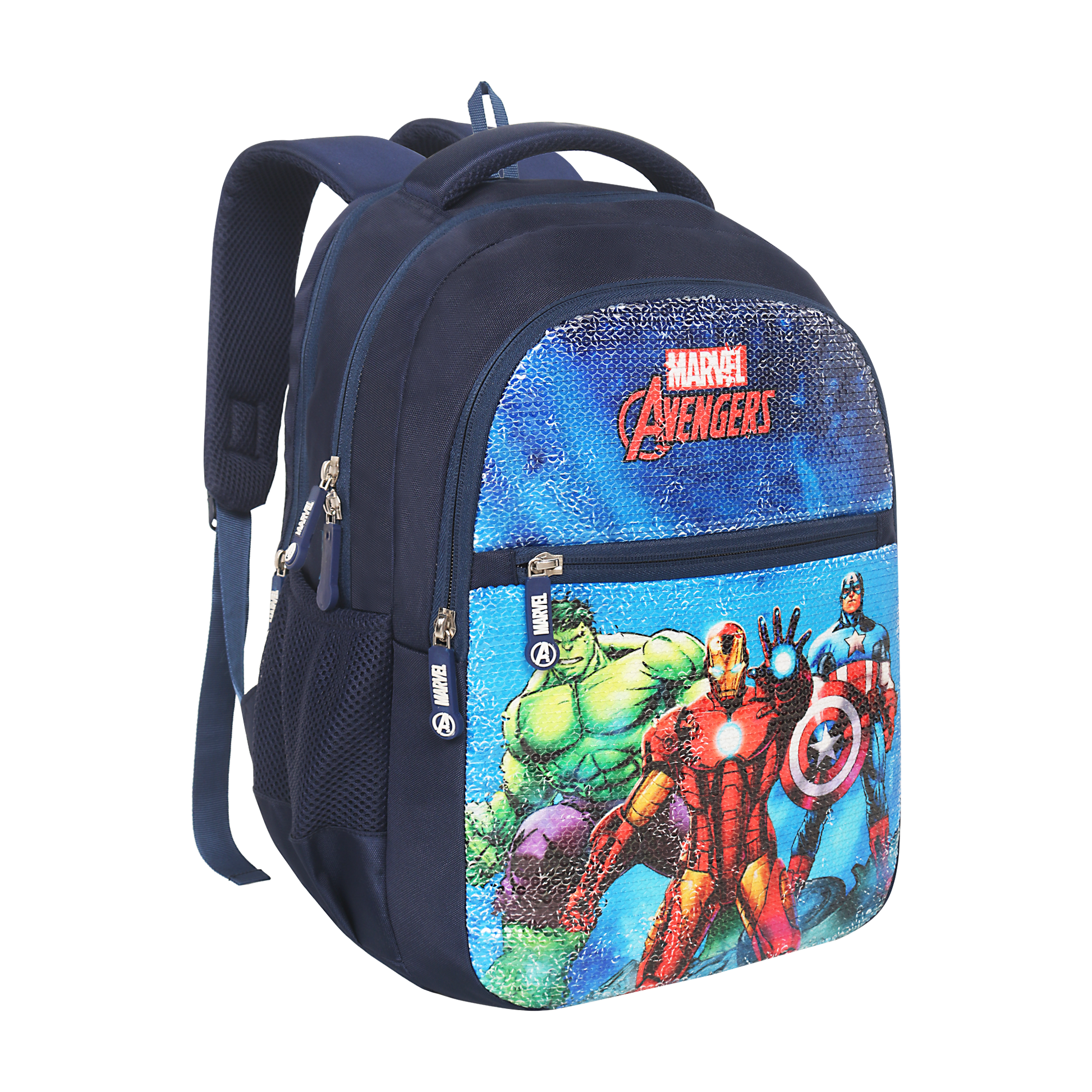 Marvel priority School Backpack, avngers, shinning , Navy blue ,