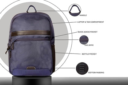 RADG BAG Rock Blue Unisex Nylon Polyester Backpack | Spacious Multi-Compartment Bag | Lightweight | Ideal for professional| Durable  Backpack (Navy Blue)